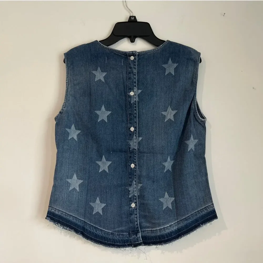 NWT DL1961 Denim Sleeveless Tank – Indigo Star Print, Girls Size Large